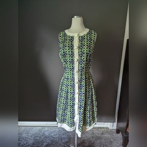 donna morgan, vintage button down patterned floral dress with pockets (sz 8)